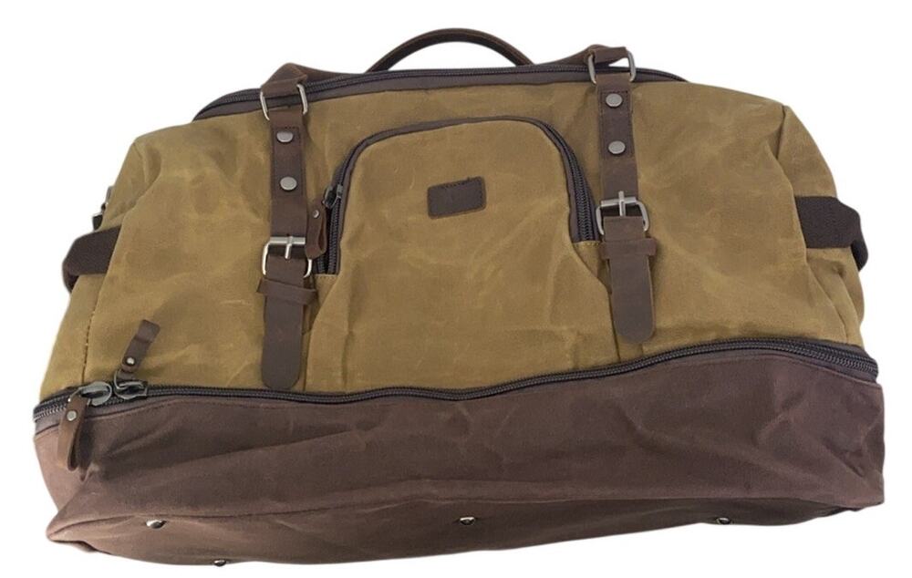 Nerlion Weekender Overnight Bag Canvas & Leather Duffel Bag